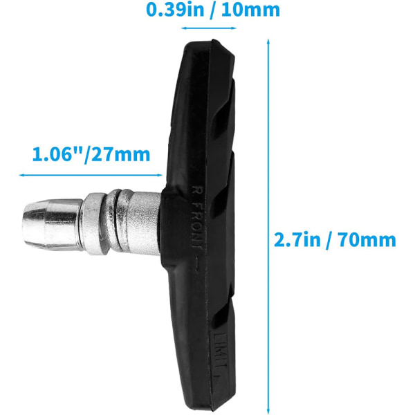 Sort sæt med 4 V-bremser til cykelbremsekalibre 70 MM