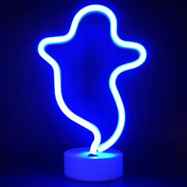 Lyn Neon Skilt, USB/Batteridrevet Blåt Neon Lys Seje Ting Blå Neon Lys til Soveværelsesbelysning Neon Lys til Teenageres Soveværelse Ghost