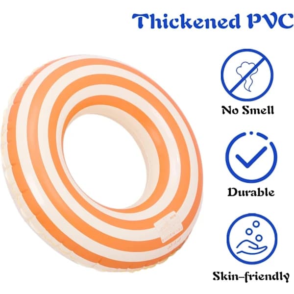 Retro striped thickened inflatable swimming ring, summer outdoor beach pool float, suitable for adults