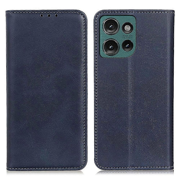 Til Motorola Edge 50 Neo 5G Etui Split Læder Flip Wallet Telefon Cover - Blå Blue