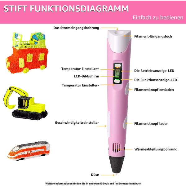 3D-tulostuskynäpinkki - 1,75 mm ABS- ja PLA-yhteensopiva 3D-tulostuskynä