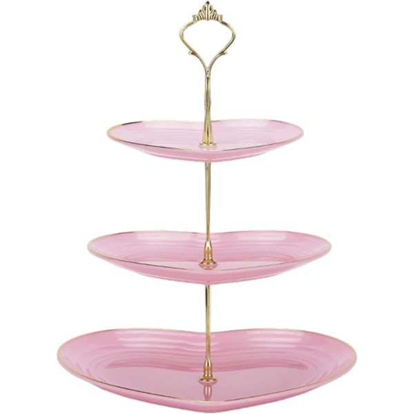 3-lags Cupcake Stand, Etagere, Bryllupsdessert Cupcake Stand, Serveringsfad til Godbidder, Etagere, Kageholder Pink