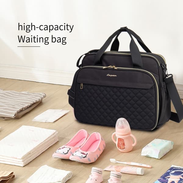Spacious Diaper Bag - Multifunctional Waterproof Oxford Cloth Changing Bag (Black)