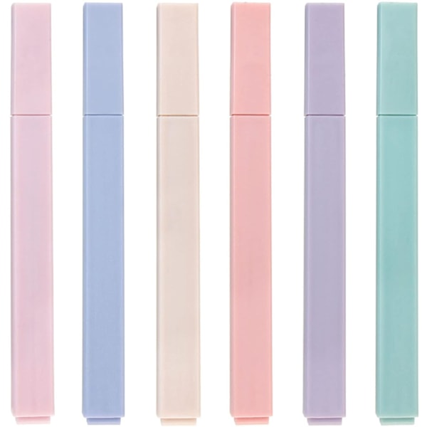 Overstregningstusser, milde assorterede farver, æstetiske søde pastel overstregningstusser med mejselspids, ingen blødning, hurtigtørrende, lette at bruge