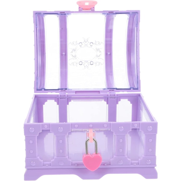 Treasure Chest Box for Girls Trinket Boxes Jewelry Box with Lock Transparent Trinket Storage Box Container Gift Box Ring Case for Girls