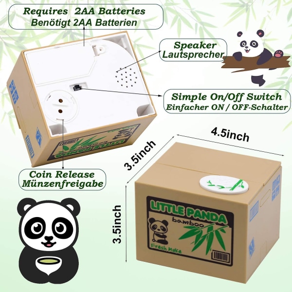 Elektronisk Panda Sparegris til Børn og Voksne - Sparegris med Panda Pote til Mønter - Sjov Sparegris til Småpenge - Lille Elektrisk Sparebøsse