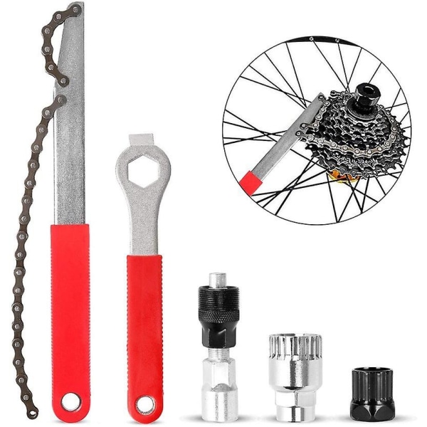 Cykelkedjeverktygssatser Cykelreparationsverktygssats inklusive cykelvevarm, skiftnyckel, fästeavdragare, demonteringsverktyg