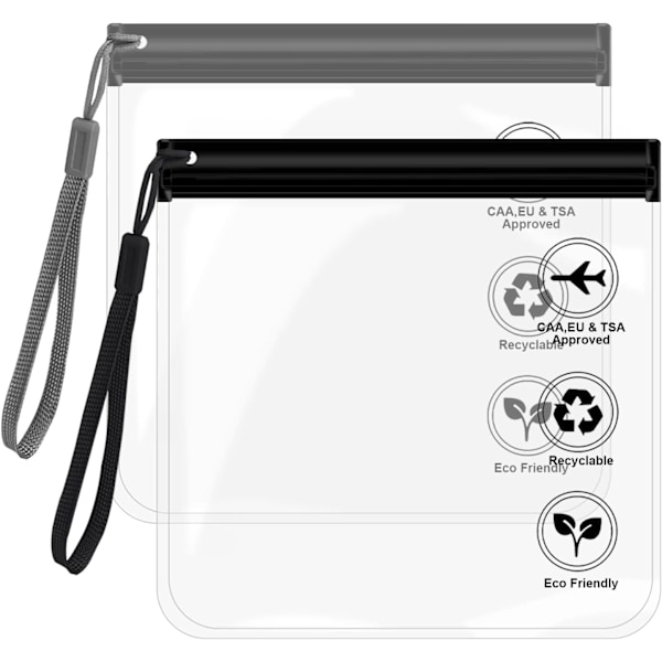Genomskinliga Rese-Necessärer, Vätskeväskor för Flygplatssäkerhet, Reseväskor för Toalettartiklar 20x20cm TSA-Godkända, Resetillbehör Sminkväskor Semester