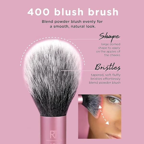 Komplett ansiktssats med 5 (1-pack) viktiga sminkborstar för vardagen (Miracle Complexion Sponge, Expert Face, Blush, Setting, TH)