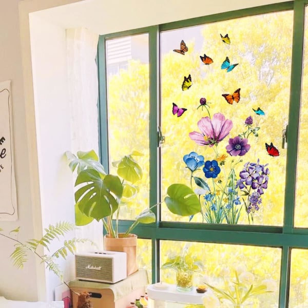 Double-sided color spring and summer window stickers flower