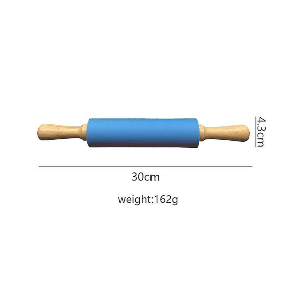 Rullestift i silikon med non-stick overflate, trehåndtak, rullestift for hjemmet, rullestift med senterhammer, rullestift for tørking, King Si