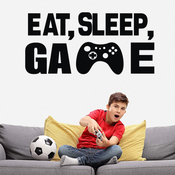 Eat Sleep Game Väggdekal (svart, 11''B x 22,8''H), TV-spel