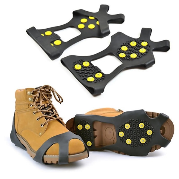 10-stud Universal Ice No Slip Snow Shoe Spikes Grips Cleats - S