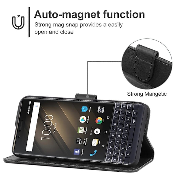Læder telefoncover til Blackberry KEY2 Black