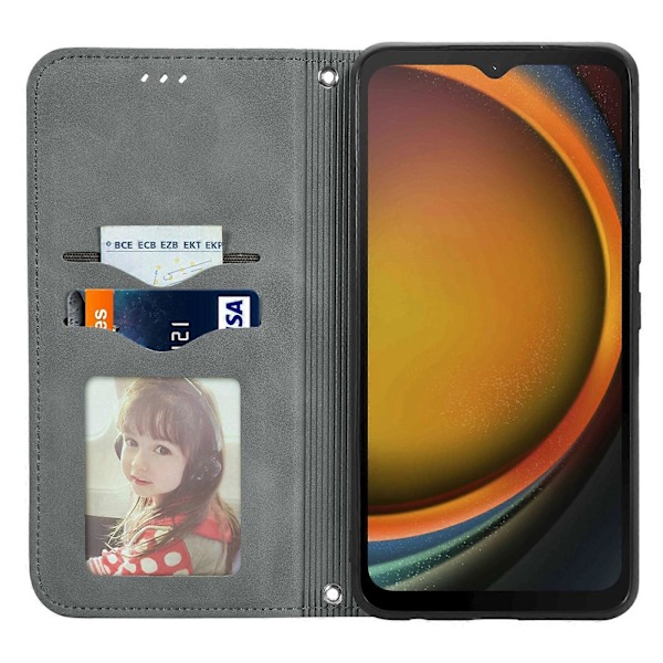 Retro Magnetiskt Läder Skal med Hudkänsla Gray For Samsung Galaxy XCover 7