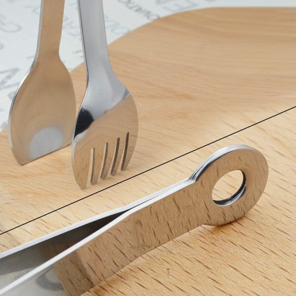 Mini Serveringstänger 15 cm Rostfritt Stål Små Aptitretare Tänger, Set om 4 (Spegelpolerade)