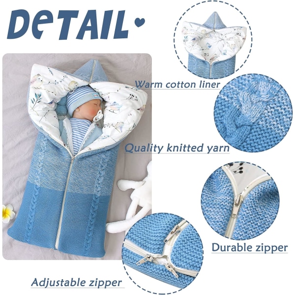 Baby Nest ㄗBlåㄘ Nyfødt Sovepose Sovepose Varm Swaddle