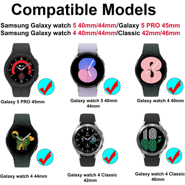 5 stk. Spændebånd uden mellemrum Kompatibel med SAMSUNG Galaxy Watch 5/4 40mm