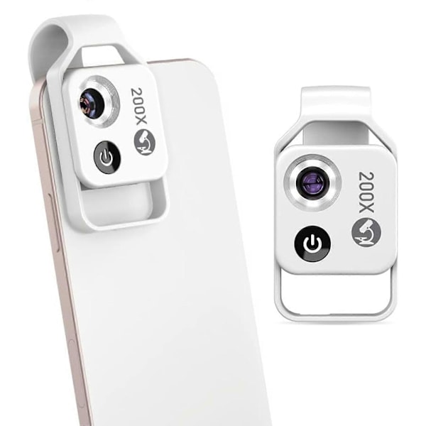 200x Forstørrelseszoom, Nanozoom Mobiltelefonlinse, Telefonmikroskop med Cpl-linse/LED-lys, Den Bedste Bærbare 200x, Linse white