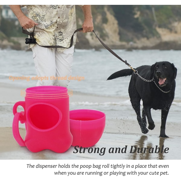 2pcs Dog Poop Bag Dispenser, Dog Poop Bag Dispenser With Clip Leash, Trash Bags Not Included, Pink