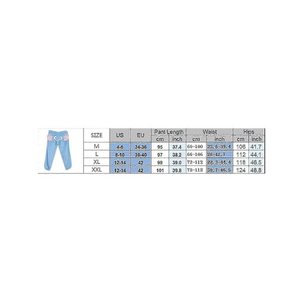Roliga Elefantbyxor Dam Herr Loungebyxor Hem Plysch Par Pyjamasbyxor Present Till Pojkvän-YUHAO Blue M