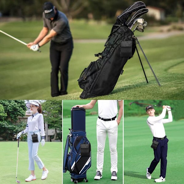 Golfväska Pung Bollhållare Värdefull för Män Kvinnor, Golf Förvaring Dragkedja Handväska Ficka med Växelklämma Krok för att Fästa Väskan Black