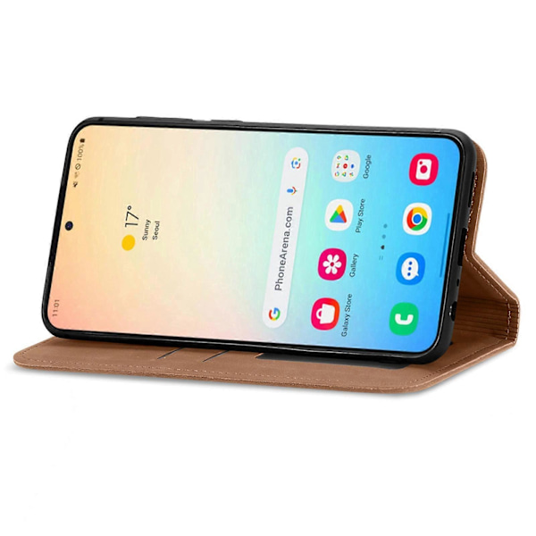 Retro Magnetiskt Läder Skal med Hudkänsla Brown For Samsung Galaxy S25 5G