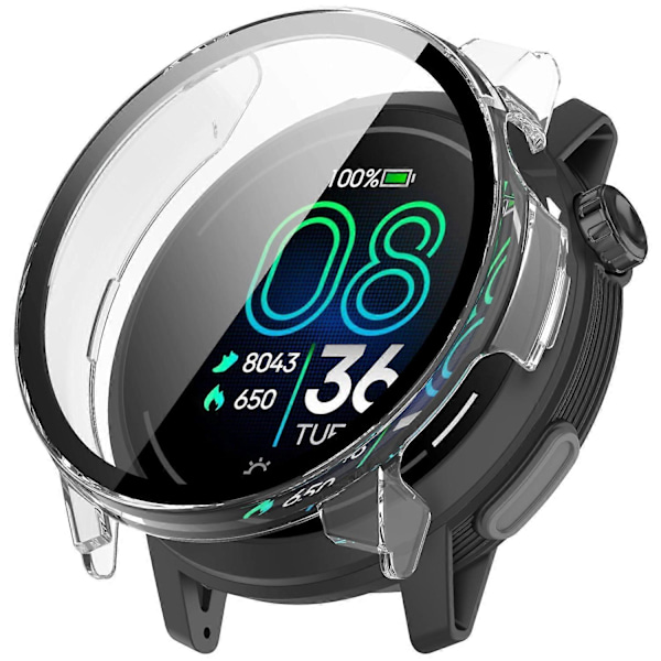 Coros Pace Pro -kellon suojakotelo PC-kehys karkaistulla lasikalvolla - Läpinäkyvä Transparent