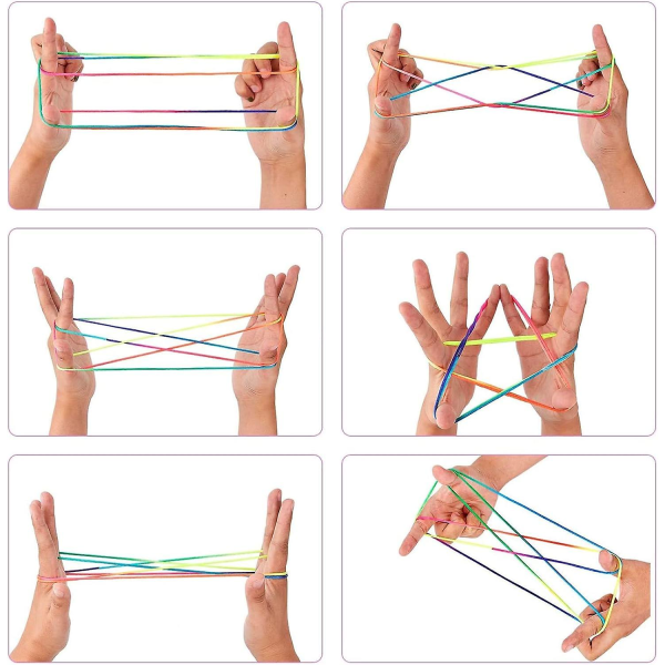 2 st fingerrep, längd 160 cm, kattvagga rep, strängspel, fingerrep leksak leveranser, regnbågsrep stimulerar kreativitet, fingerrep barn sk