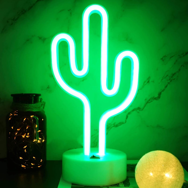 USB Laddning/Batteri Neonskylt Kaktus Dekor Klassrum LED Kaktus Lampa Barn Nattlampa Rumslampor för Sovrum Tonårsflickors Sovrumsinredning (Kaktus)