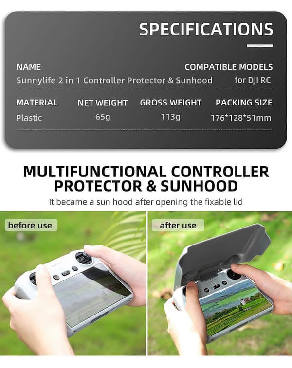 DJI Mini 3Pro Controller Beskyttelse Solskærm til DJI RC Mini 3 Pro Tilbehør We FT