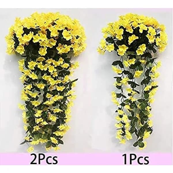 Kunstige Hengende Blomster og Planter Hvit
