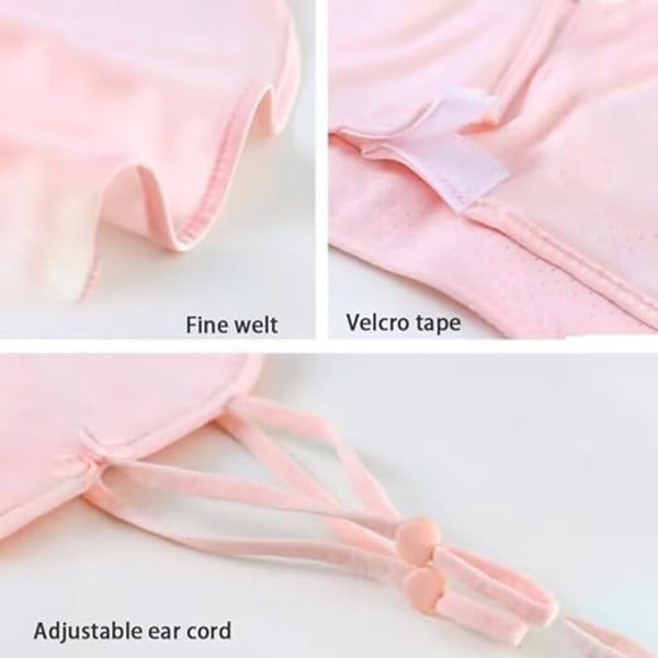 Sommer Varmebeskyttelse Is Silke Maske Udendørs Åndbar Halstørklæde med Hængende Øre Ansigtsdækning Pink