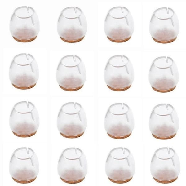 16-pak møbelfødder / silikonefødder til stol – gulvbeskyttelse transparent transparent Transparent one size, A
