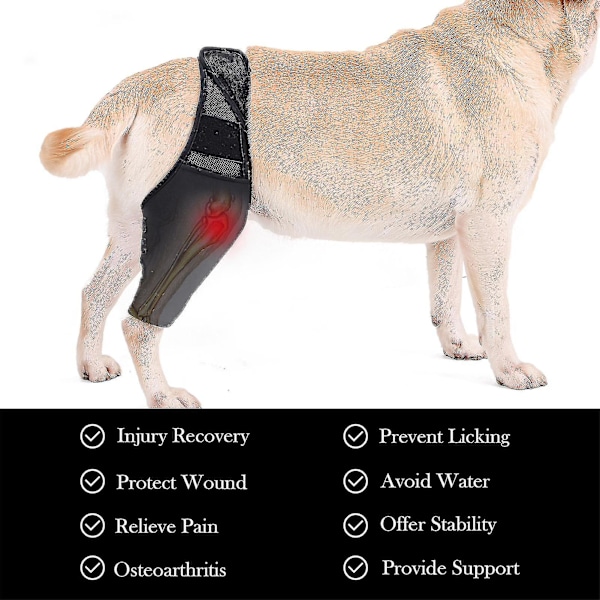 Hunde Recovery Sleeve Støttebandasje for For- og Bakben ved Skade, Forstuinger og Smertelindring X-Small