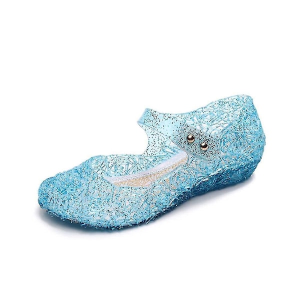 Elsa Kostym Ballerinas, prinsesskor för barn, glitter skor med hög klack för flickor 28