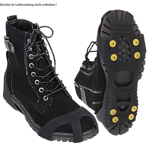 10-stud Universal Ice No Slip Snow Shoe Spikes Grips Cleats - M