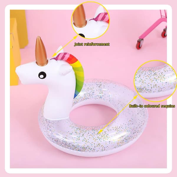 Sommar Uppblåsbar Badring Pool Float, Uppblåsbar Pool Float - Söta Glitter Simring Rör Strandfest Vattenunderhållning