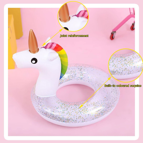Sommer Oppustelig Badering Pool Float, Oppustelig Pool Float - Søde Glitter Svømmeringe Strandfest Vandunderholdning