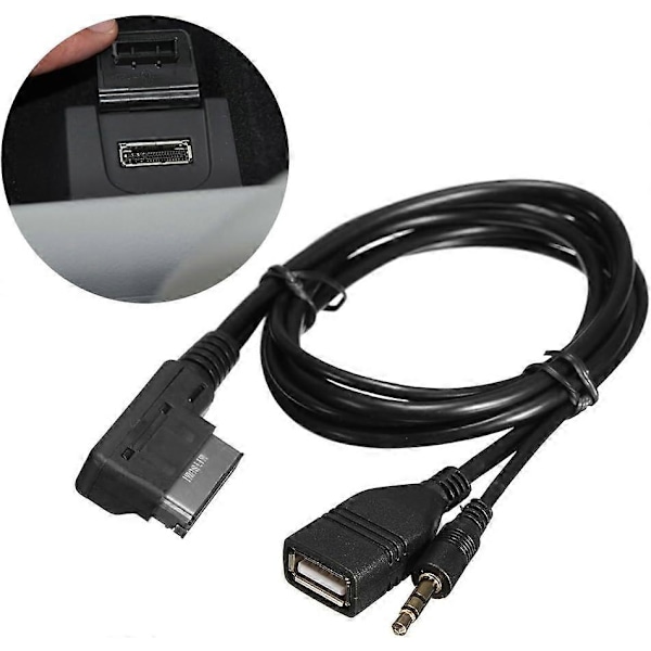AMI MMI MDI til AUX Kabel Adapter, 3.5mm Jack Musik Audio Interface USB Oplader AUX Input Kabel Adapter 1.4m Kabel til A