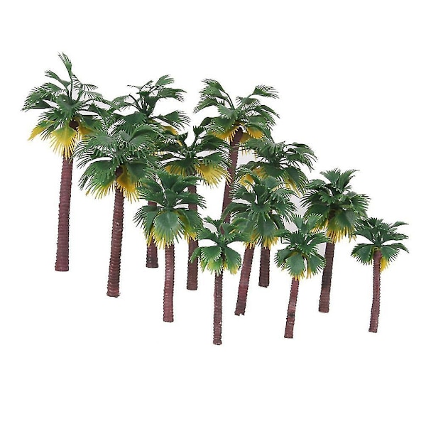 12 stk. Layout Regnskov Plastik Palme Træ Diorama Landskab (Farven på Roden Er Tilfældig)