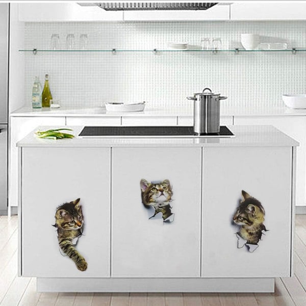 11 STK Søte 3D Cat Stickers 3D Wall Decals Stickers Decoration