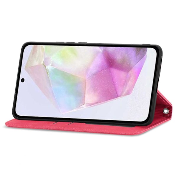 Retro Magnetiskt Läder Skal med Hudkänsla Red For Samsung Galaxy A35 5G