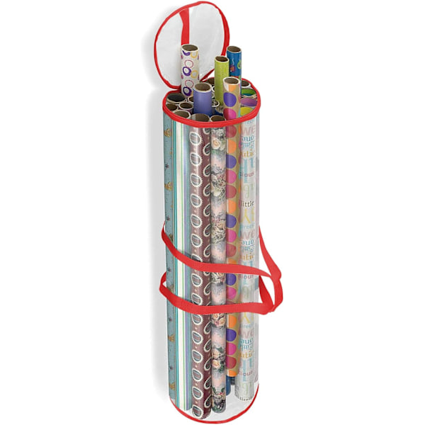 Julesylinder Gavepapir Oppbevaring Klar Veske Gavepapir Organiserer Jul Ryddig – Oppbevarer Kuler Glitter Lys red