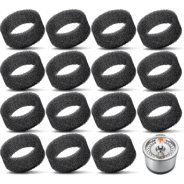16 Pieces Pet Fountain Foam Filter Black Filter Round Sponge Foam Fountain Replacement Filter For 2.5l/ 84oz Stainless Steel Cat Fountain