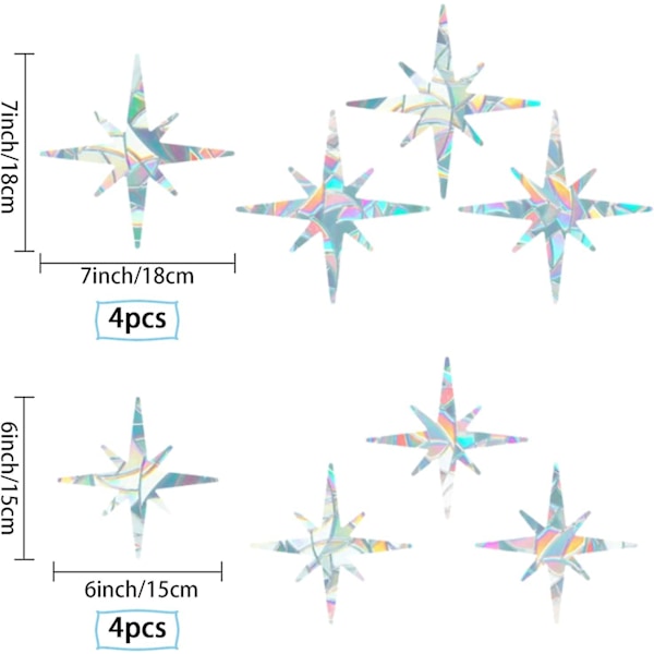 8 kpl sateenkaaren ikkunatarroja 3d koristeellinen ikkunakalvo monikulmainen törmäyssuojan ikkunatarrat oven ikkunan staattiset tarrat keittiöön ruokasaliin makuuhuoneeseen