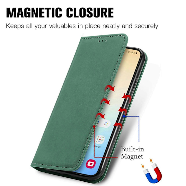 Retro Magnetiskt Läder Skal med Hudkänsla Green For Samsung Galaxy S24+ 5G