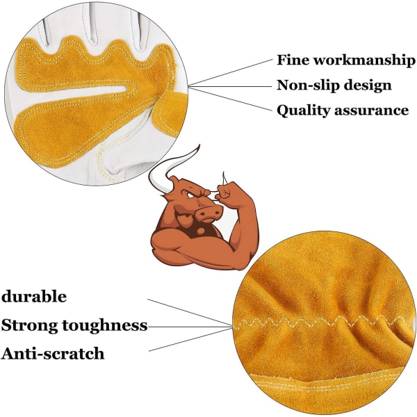 Lærhagehansker for kvinner og menn, tornsikre i kvegskinn