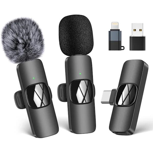 Trådløs Lavalier-mikrofon til iPhone/Android-telefon/Laptop, til videooptagelse, vlogging, TikTok, YouTube, as