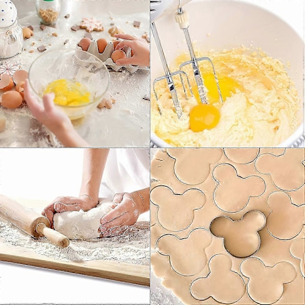 6 stk., Tegneserie Muse Kageudstikkere, Rustfrit Stål Slikforme, Kiksforme, Sandwichudstikkere, Kagedekorationsforme